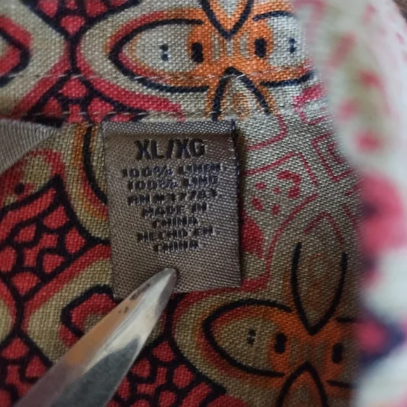 A[X]IST Linen "Hawaiian" Short Sleeve Shirt size XL, Brown and Red Asian Design - Picture 7 of 9